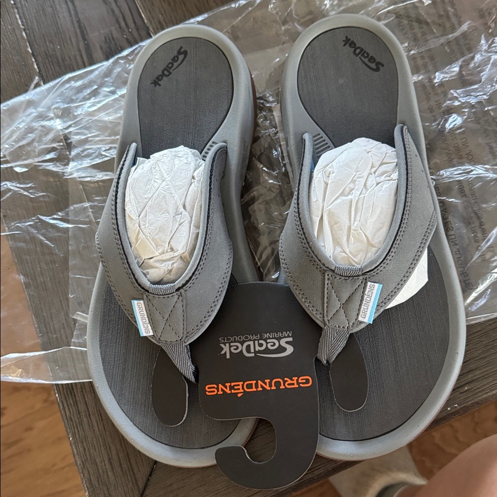 Gray Grundens Flip Flops